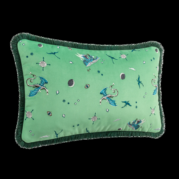 Emma J Shipley Draco Cosmos Embroidered Velvet Bolster Cushion