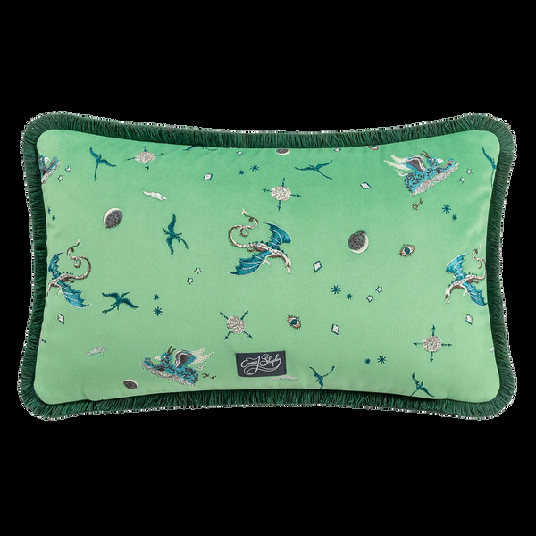 Emma J Shipley Draco Cosmos Embroidered Velvet Bolster Cushion