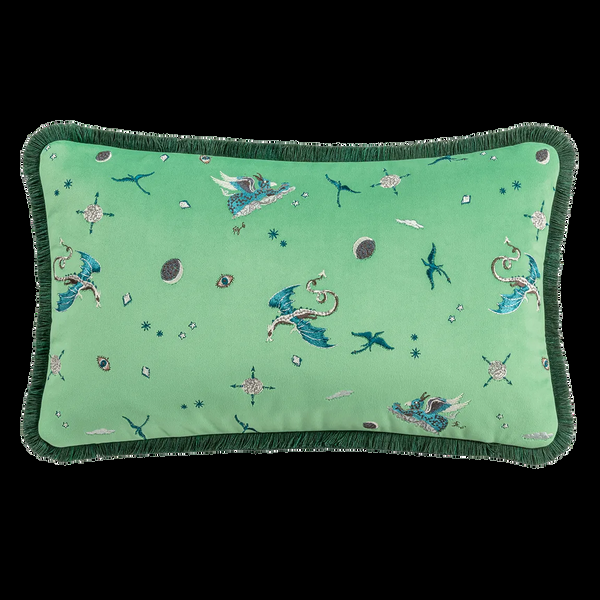 emma j shipley Draco Cosmos Embroidered Velvet Bolster Cushion