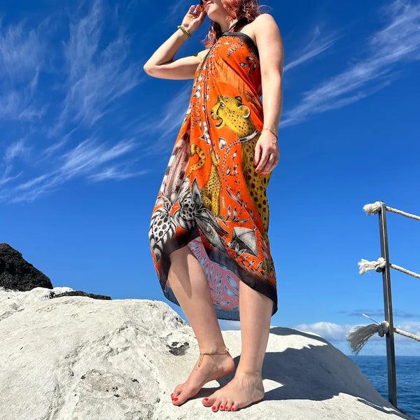 Emma J Shipley Cheetah Cotton & Silk Blend Pareo