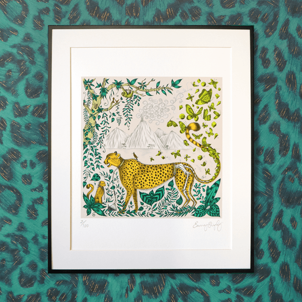 Emma J Shipley Cheetah Fine Art Print - Yellow