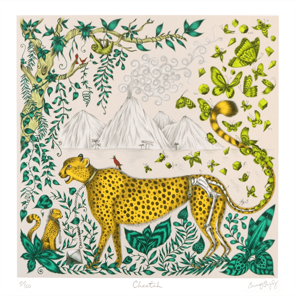 Emma J Shipley Cheetah Fine Art Print - Yellow