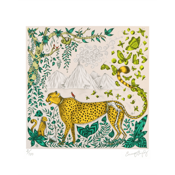 emma j shipley Cheetah Fine Art Print - Yellow
