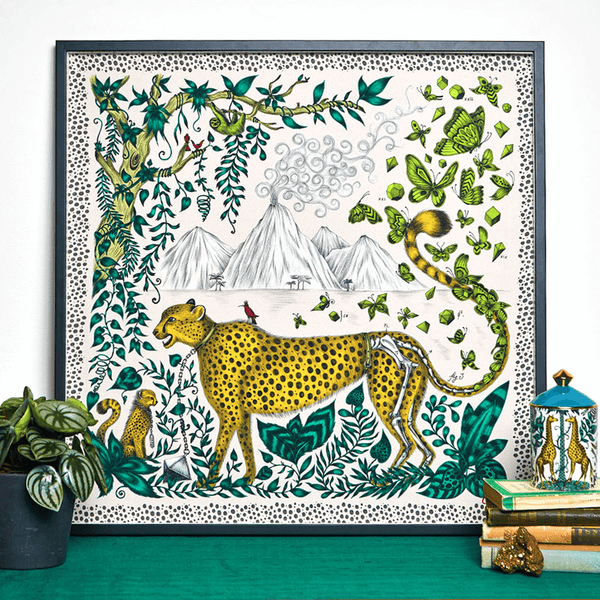 emma j shipley Cheetah Framed Silk Artwork