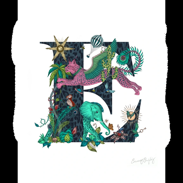 emma j shipley 'E' Monogram Fine Art Print