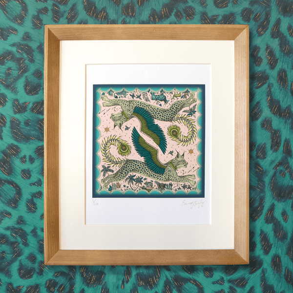 Emma J Shipley Lynx Fine Art Print - Pink