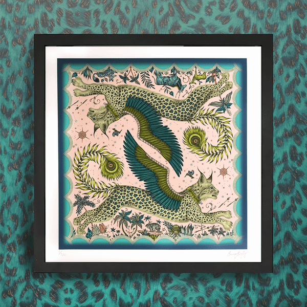 Emma J Shipley Lynx Fine Art Print - Pink