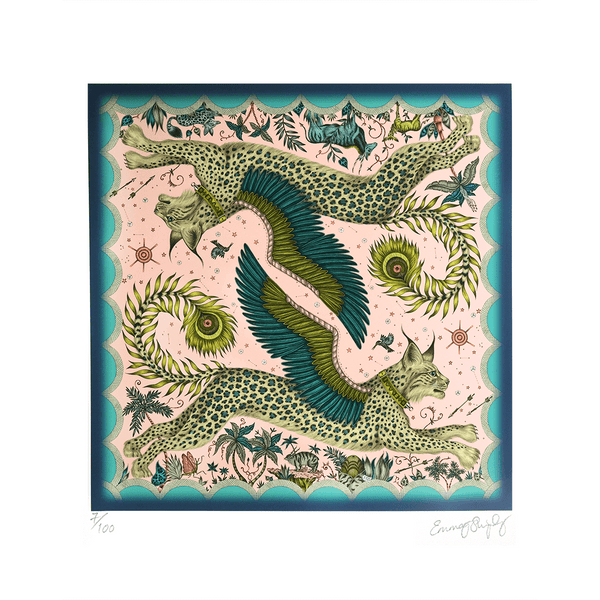 emma j shipley Lynx Fine Art Print - Pink