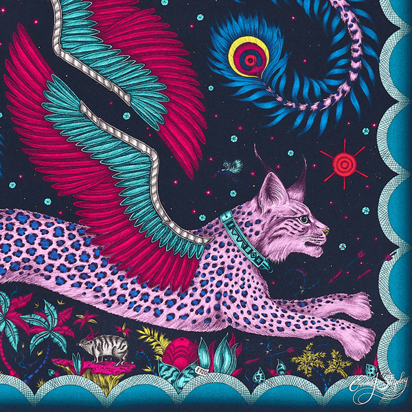 Emma J Shipley Lynx Framed Silk Artwork