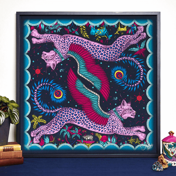 emma j shipley Lynx Framed Silk Artwork