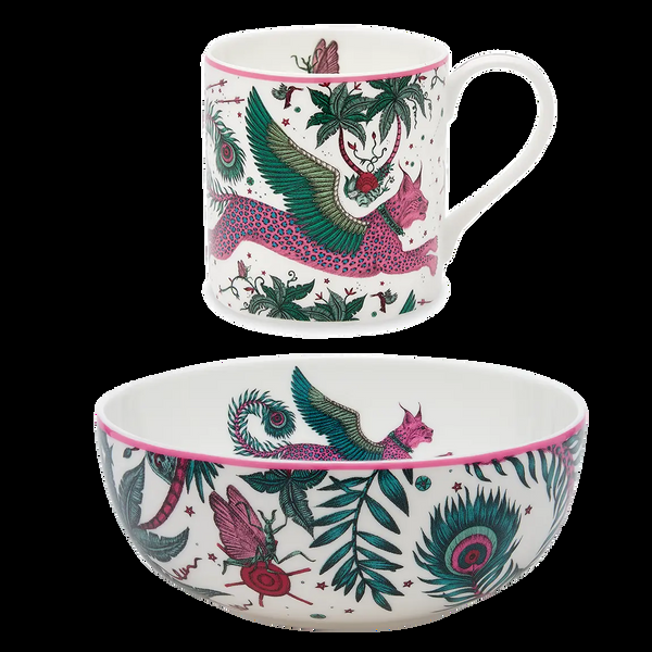 emma j shipley Lynx Mug & Bowl Breakfast Set