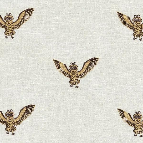 emma j shipley Owl of Athena Embroidered Fabric