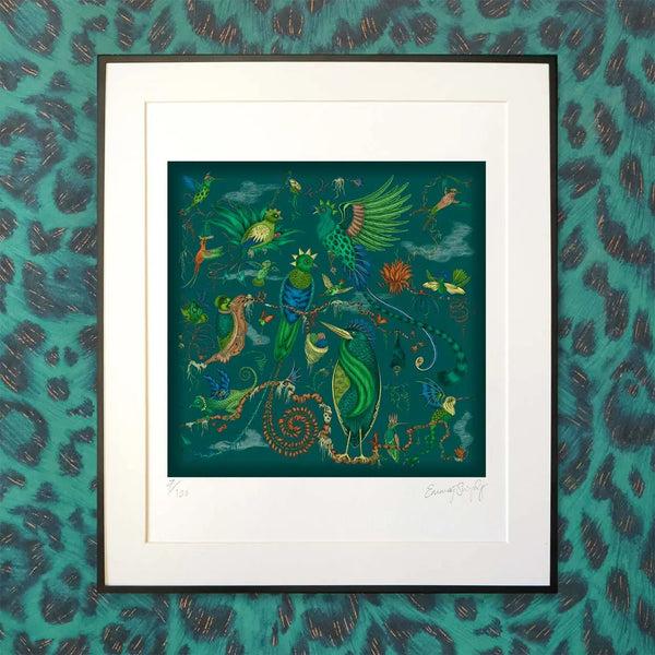 Emma J Shipley Quetzal Fine Art Print - Teal