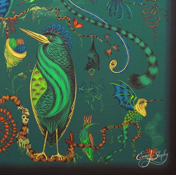 Emma J Shipley Quetzal Framed Silk Artwork
