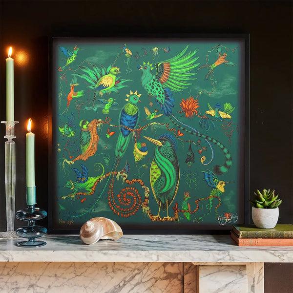 emma j shipley Quetzal Framed Silk Artwork