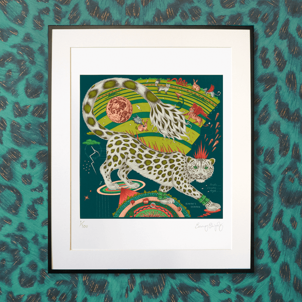 Emma J Shipley Snow Leopard Fine Art Print - Forest