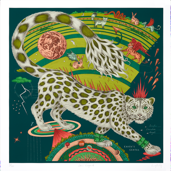 Emma J Shipley Snow Leopard Fine Art Print - Forest
