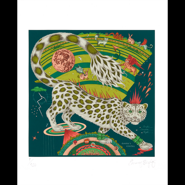 emma j shipley Snow Leopard Fine Art Print - Forest