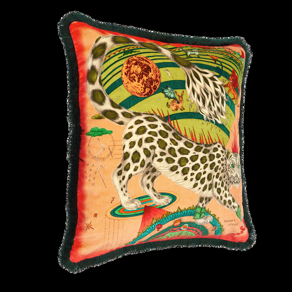 Emma J Shipley Snow Leopard Luxury Velvet Cushion