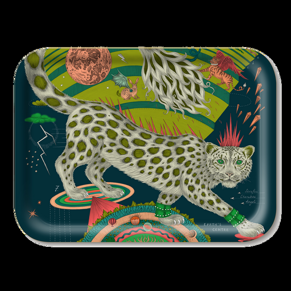 emma j shipley Snow Leopard Rectangle Tray