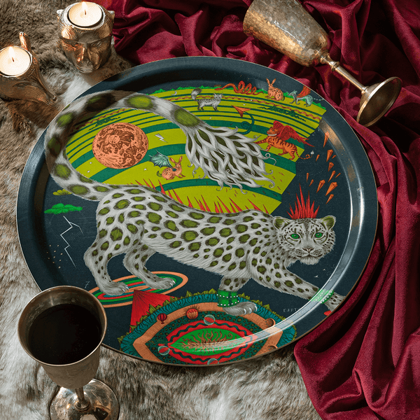 Emma J Shipley Snow Leopard Round Tray