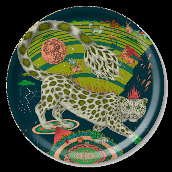 emma j shipley Snow Leopard Round Tray