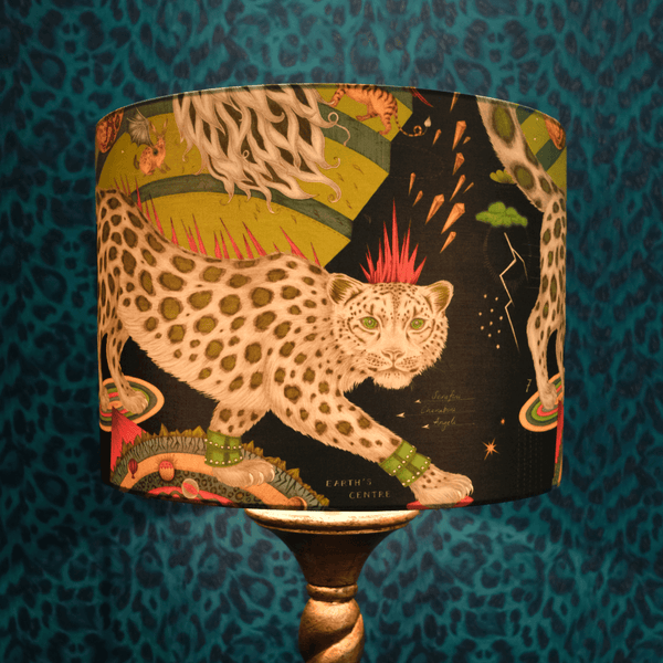 Emma J Shipley Snow Leopard Silk Lampshade - Large