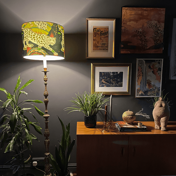 Emma J Shipley Snow Leopard Silk Lampshade - Large