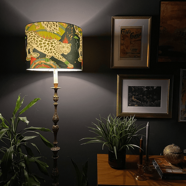Emma J Shipley Snow Leopard Silk Lampshade - Large