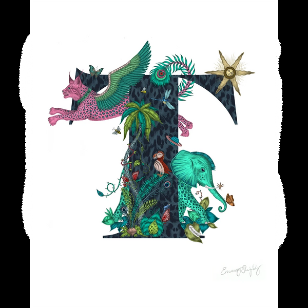 emma j shipley 'T' Monogram Fine Art Print