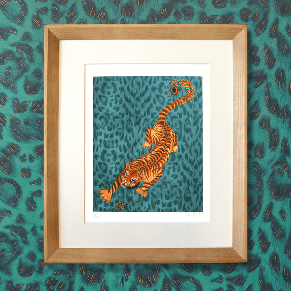 Emma J Shipley Tigris Fine Art Print - Teal