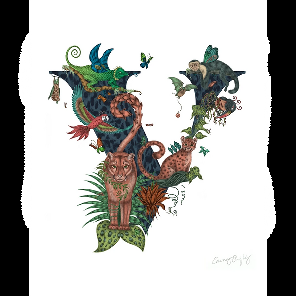 emma j shipley 'V' Monogram Fine Art Print