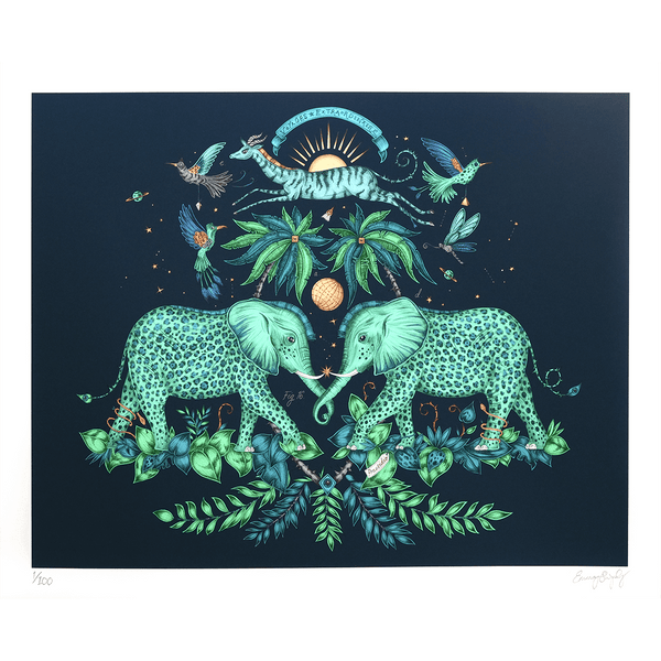 emma j shipley Zambezi Fine Art Print - Teal