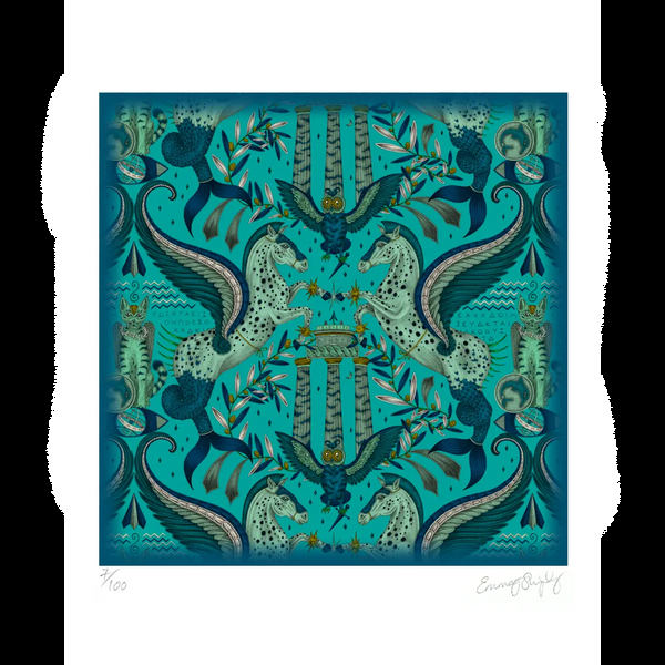 emma j shipley Odyssey Mythos Fine Art Print - Peacock