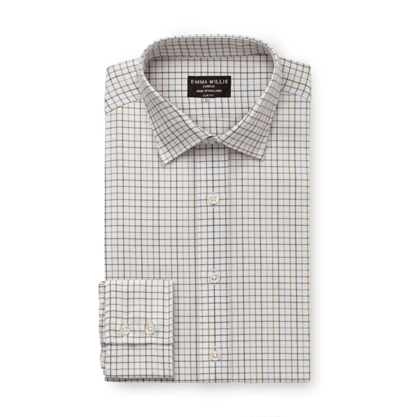 emma willis Blue/Brown Country Check Cashmerello Shirt