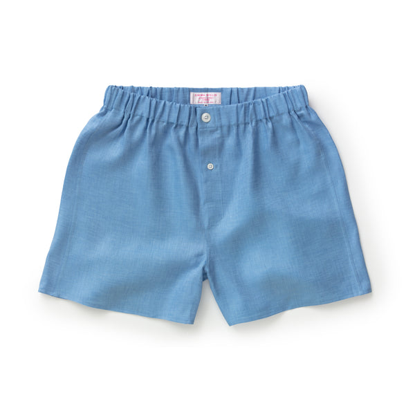 emma willis Bluebell Herringbone Linen Boxer Shorts - New