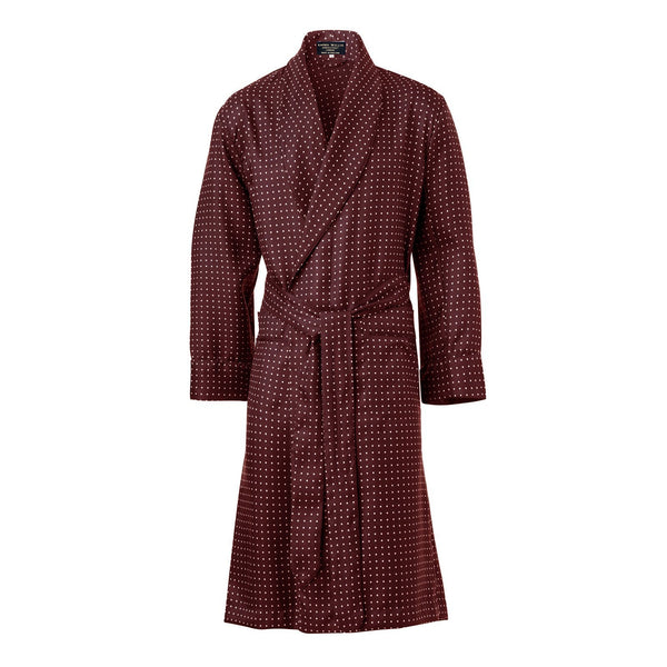 emma willis Burgundy and White Spot Silk Dressing Gown