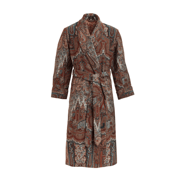 emma willis Dragon Fly Paisley Wool Dressing Gown - New