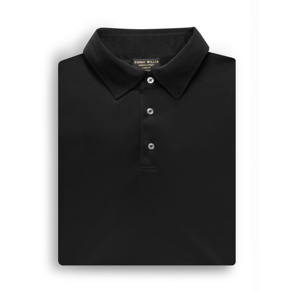 Emma Willis Black Cotton Polo Shirt - New