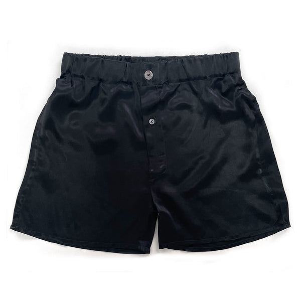 emma willis Black Silk Boxer Shorts - Slim Fit