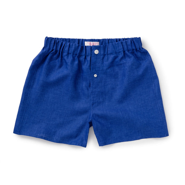 emma willis Cobalt Linen Boxer Shorts - New