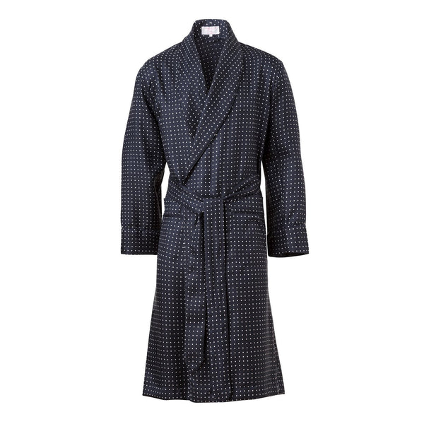 emma willis Navy and White Spot Silk Dressing Gown