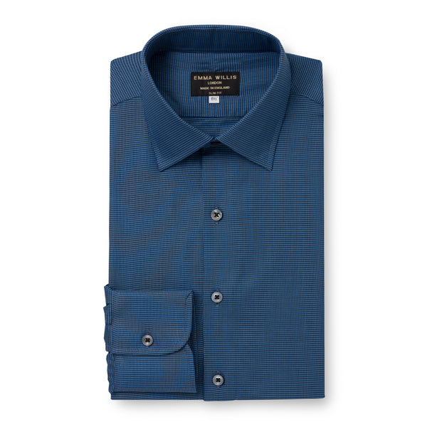 Emma Willis Navy/Sky Houndstooth Lyocell Shirt