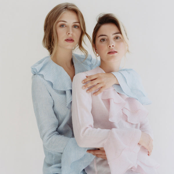 Emma Willis Sky Bengal Stripe Linen Gypsy Shirt