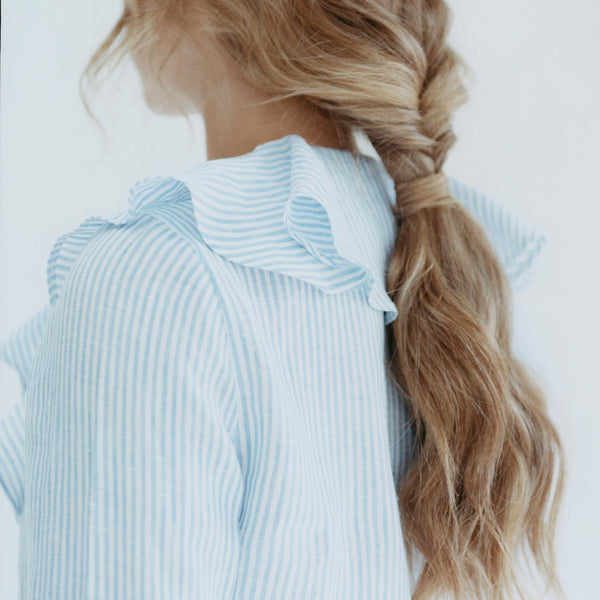 Emma Willis Sky Bengal Stripe Linen Gypsy Shirt