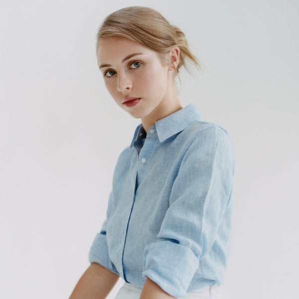 emma willis Sky Blue Linen Jane Shirt