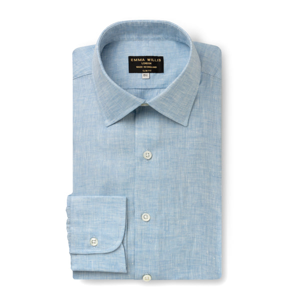 Emma Willis Sky Herringbone Linen Shirt - New