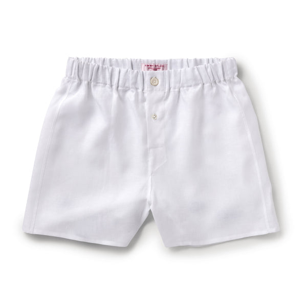 emma willis White Linen Boxer Shorts - New