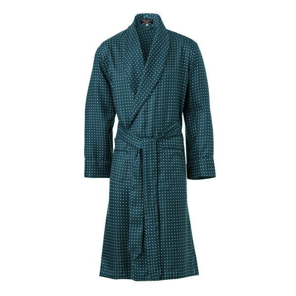 emma willis Green and White Spot Silk Dressing Gown