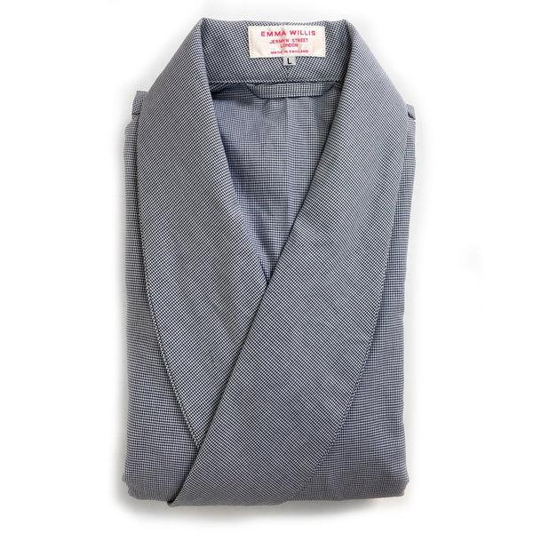 emma willis Navy Houndstooth Brushed Cotton Dressing Gown